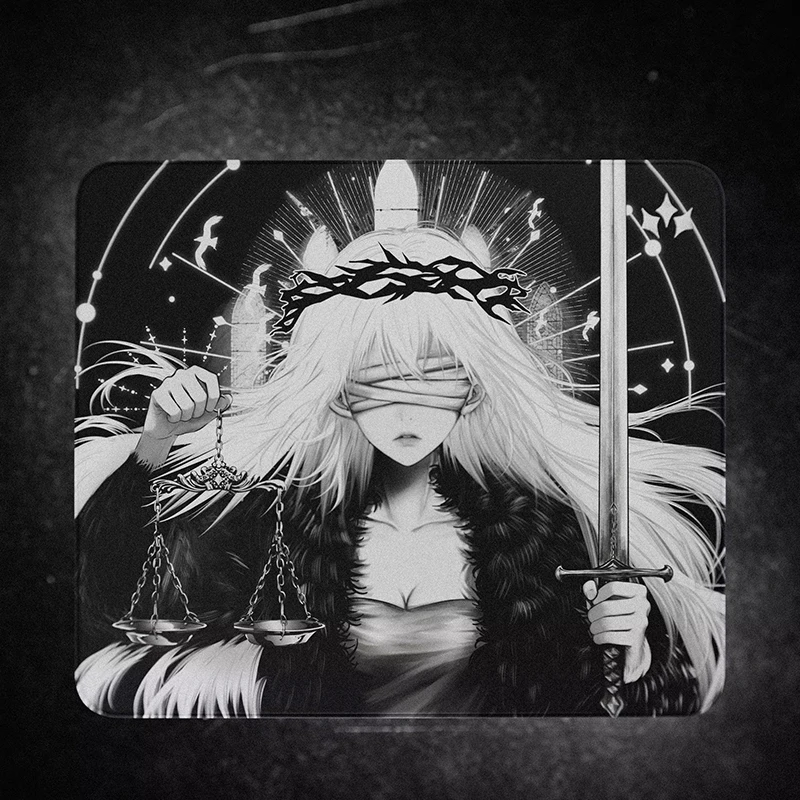 Micro Etching Cute Girl Glass Gaming Mouse Pad Smooth Frosted Surface Desk Tempered Glass Mouse Pad E-Sports Table Mouse Pad