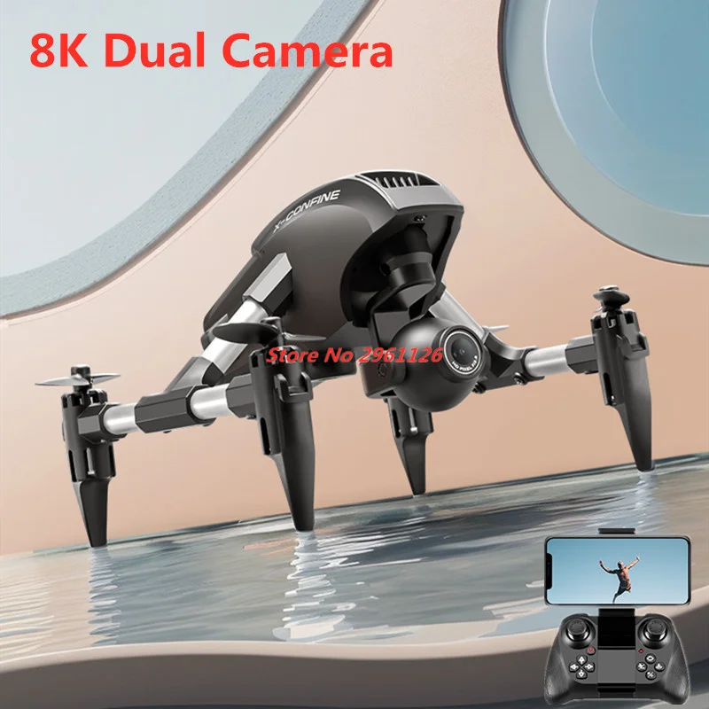 8K HD Dual Camera Optical Flow Positioning Remote Control Quadcopter 2.4G Headless Trajectory Flight 3D Roll WIFI FPV RC Drone