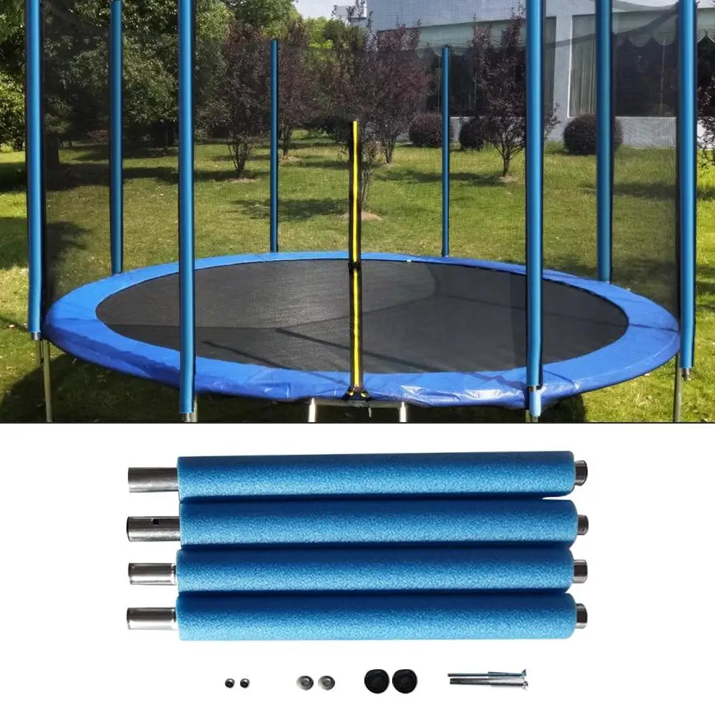 4Pcs Trampoline Replacement Enclosure Poles Set with Pole Covers and Hardware Trampoline Accessories 1.76m 1.96m Steel Material