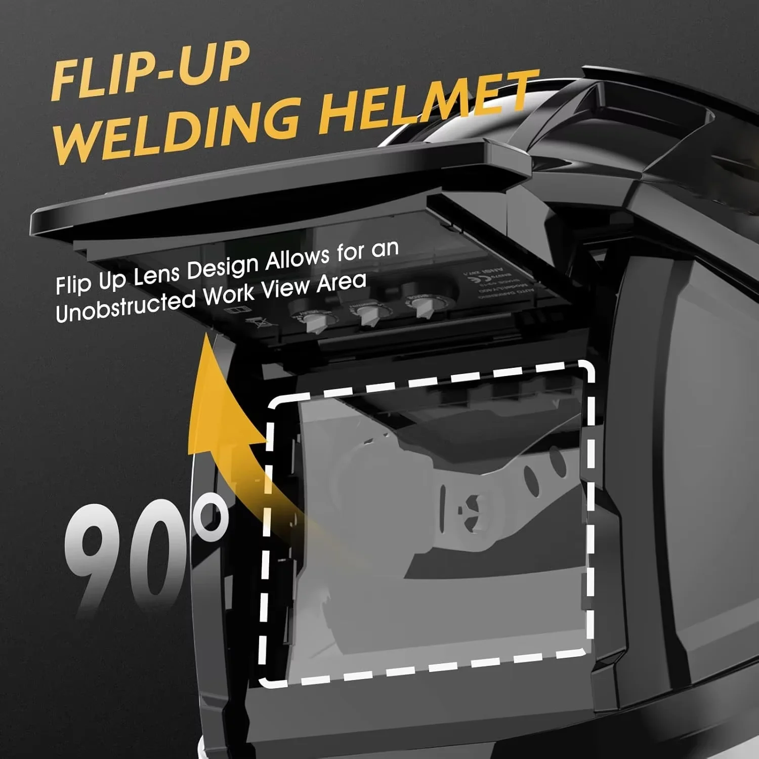 Auto Darkening Welding Helmet 1/1/1/2 True Color Solar Powered Welder Hood, Wide Shade 4/5-9/9-13