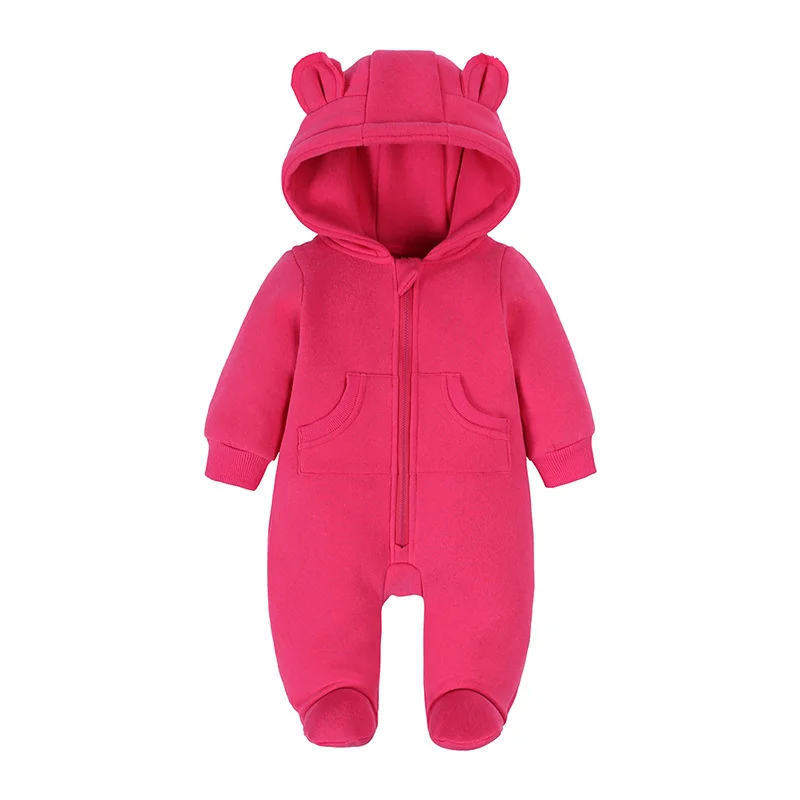 Autumn Winter New Newborn Rompers Baby Bodysuit Boys Girls Clothes Long Sleeve Solid Hoodies Bear Jumpsuit Costume