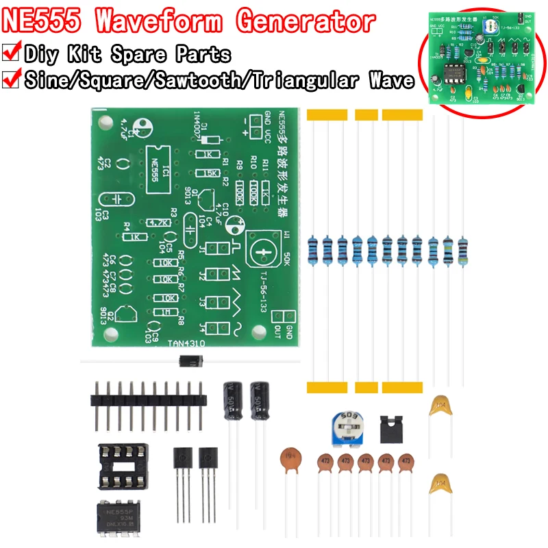 DC6-12V NE555 Pulse Generator Module Sine/Triangle/Square Wave generator multi-channel Waveform Signal Generator DIY Kit