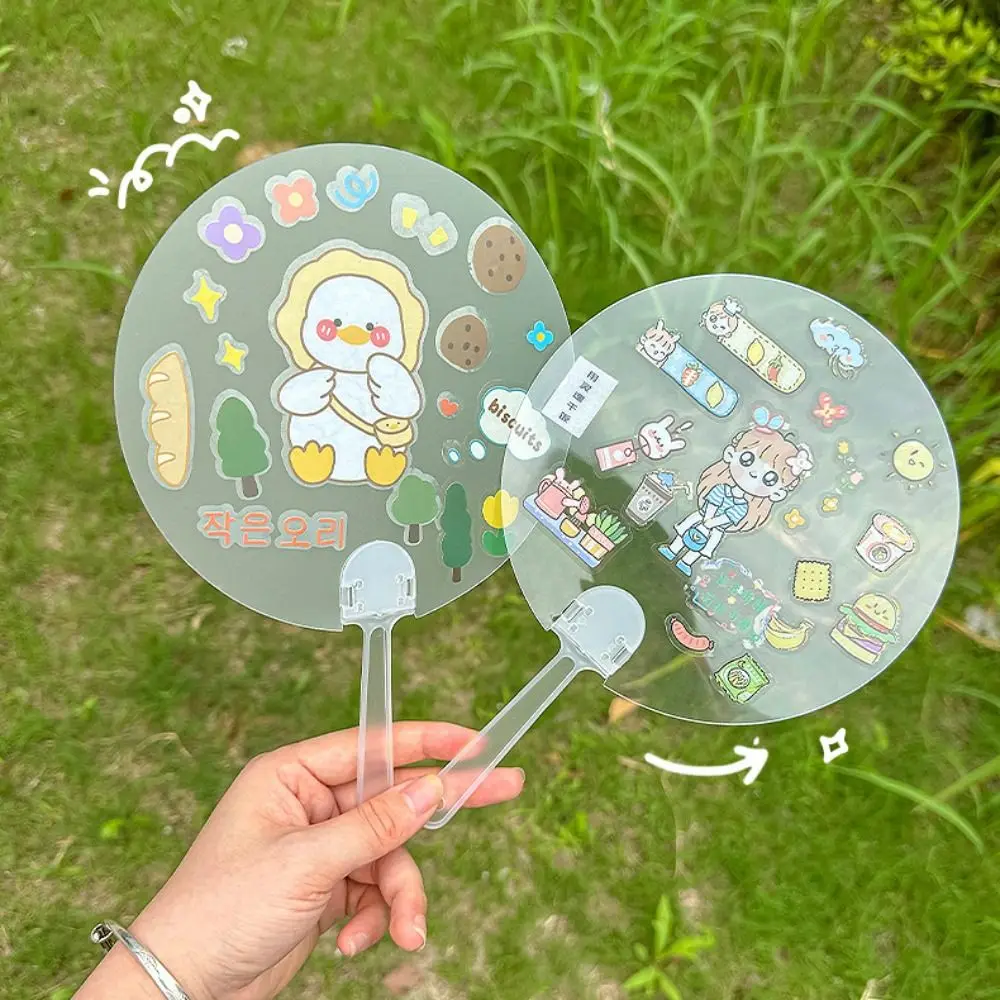 6PCS DIY Doodle Transparent Hand Fans Transparent Thicken DIY Blank Fan Plastic DIY Crafts Handheld Fans Handicraft Projects
