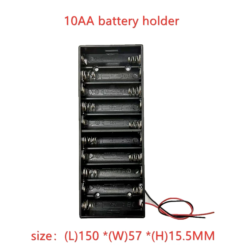 6 8 10AA 10 Slot AA Battery Holder AA Battery Box Case AA Battery Storage Case 9V 12V 15V Battery Case With Line DIY