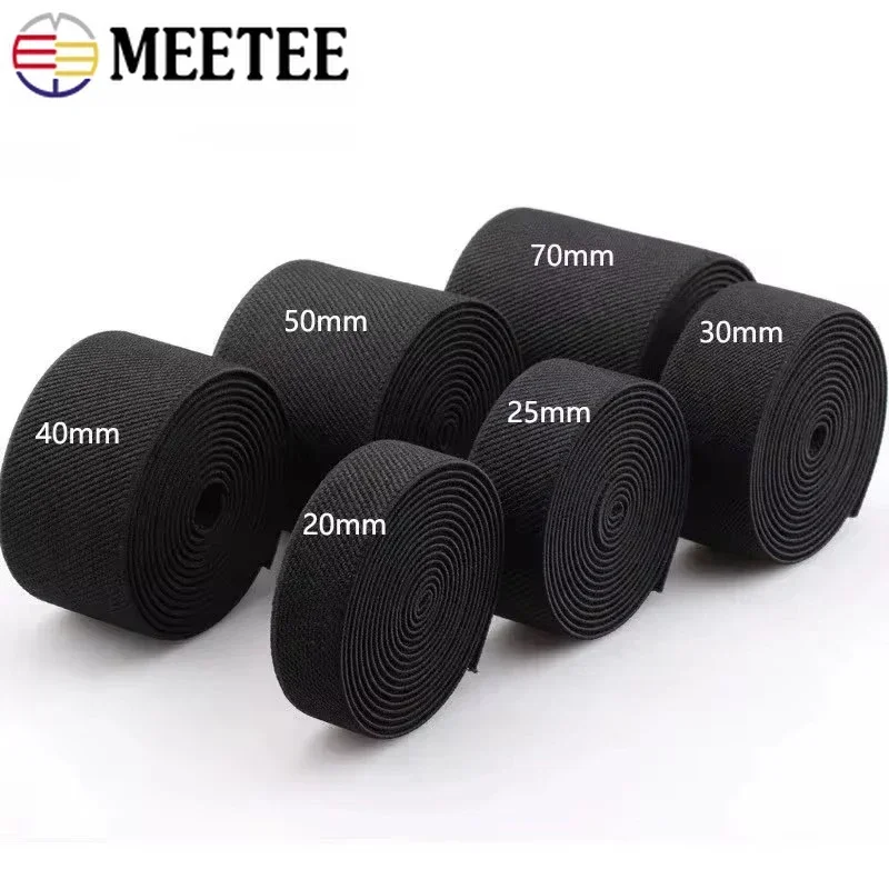 2Meters 10-50mm Meetee Sewing Elastic Band Trousers Rubber Bands Underwear Elastics Rubbers for Swimsuit Strap Tape Accessories