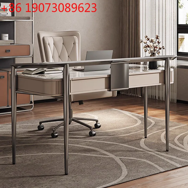 

Стол из массива дерева, сланцевый стол, элитная легкая роскошь, современный итальянский кабинет с розеткой, большой длинный стол для домашней гостиной.