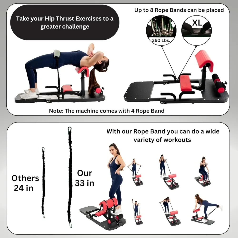 Hip Thrust Machine & Sissy Squat Machine - Hip Thrust Bench, Squat Workout Machine, Glutes Workout Equipment