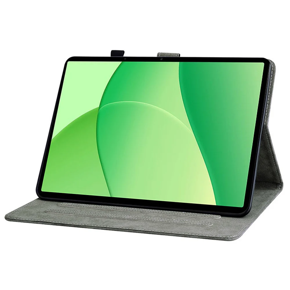 For Oppo Pad SE Case Tiger Imprint Anti-Scratch PU Leather Tablet Cover - Grey