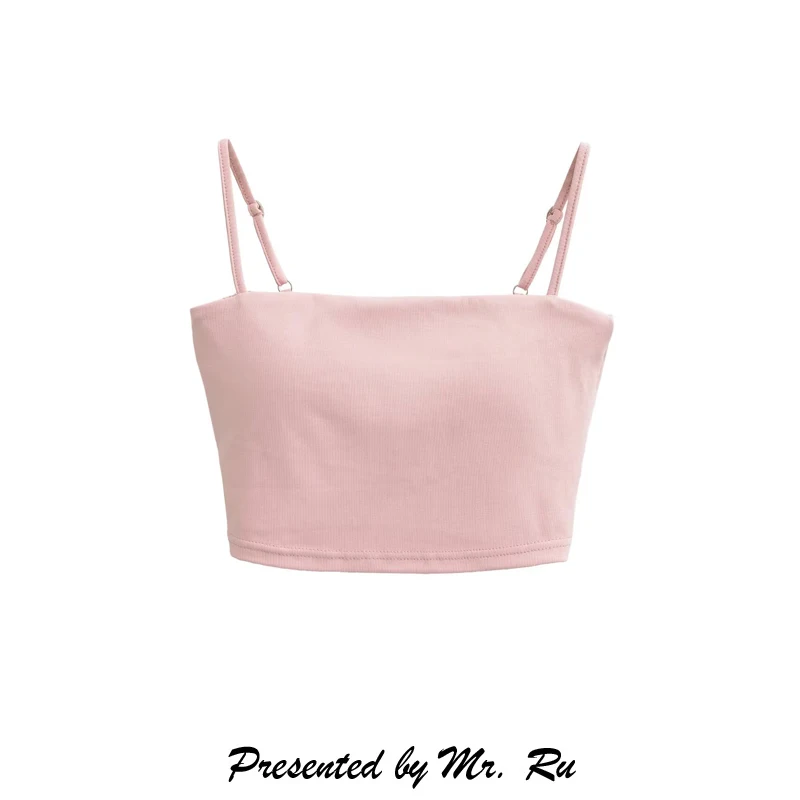 Retro Pink Crop Top Vest Removable Chest Pad Bridesmaid Outerwear Short Sleeveless Belly Button Exposure Summer Women's Clothing