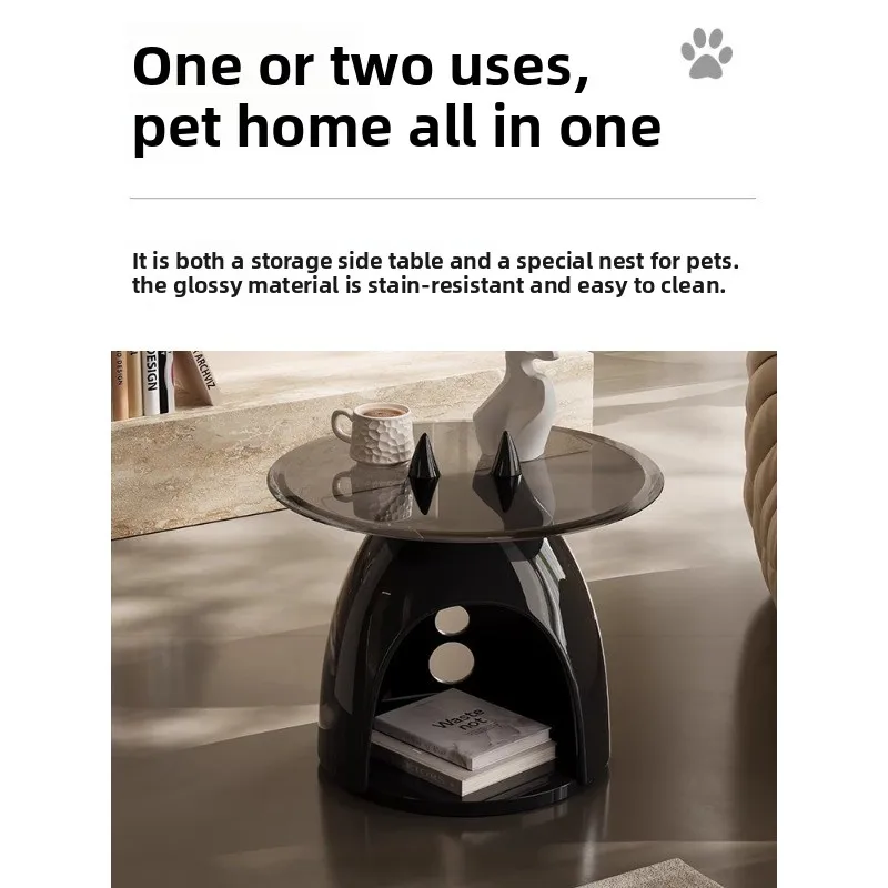 Pet side table, fiberglass semi-enclosed sofa side table, Italian minimalist small coffee table