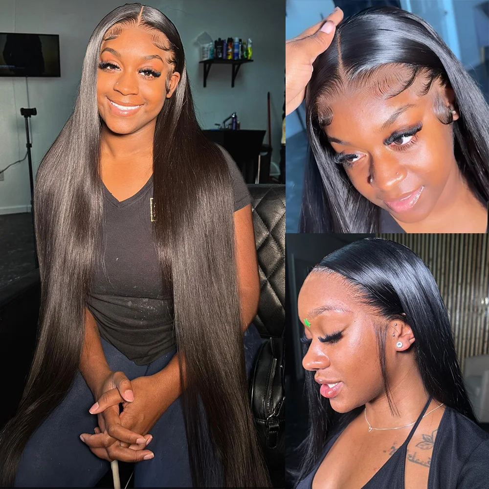 Linhua Brazilian Navy Blue Straight 13X4 Transparent Lace Wigs Remy 13X6 Lace Frontal Wig 10-30 Inch Preplucked With Baby Hair