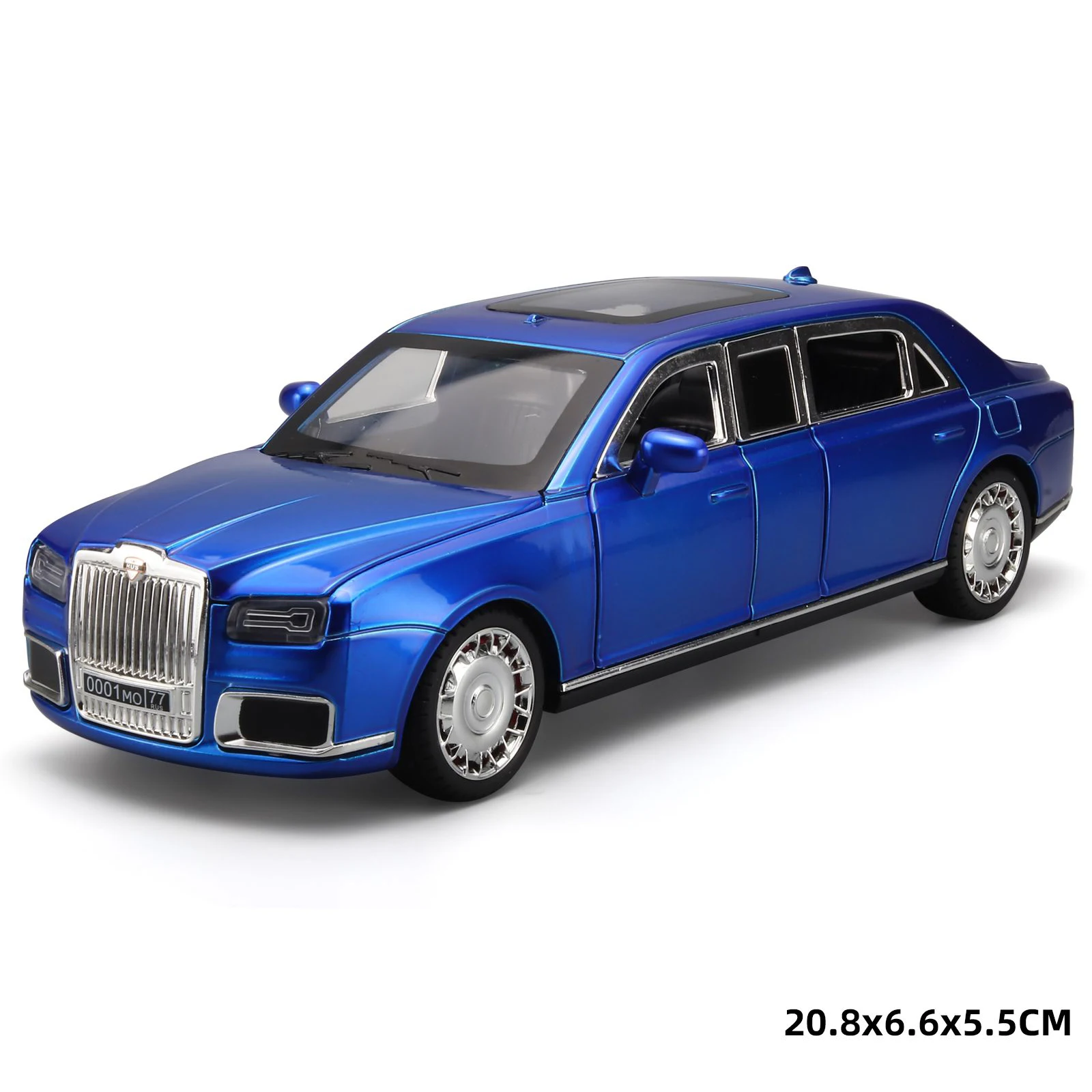 1/24 Aurus Senat Alloy Limousine Luxy Car Model Diecast Metal Bulletproof Vehicle Car Model Simulation Sound Light Kids Toy Gift