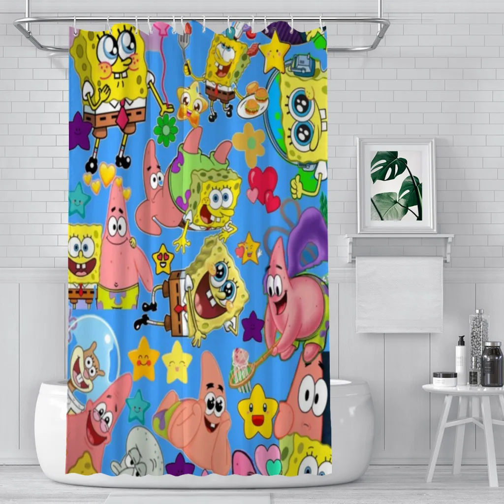 

SpongeBob SquarePants Unique decor Modern Fabric Bathroom Shower Curtains art design Print Curtain