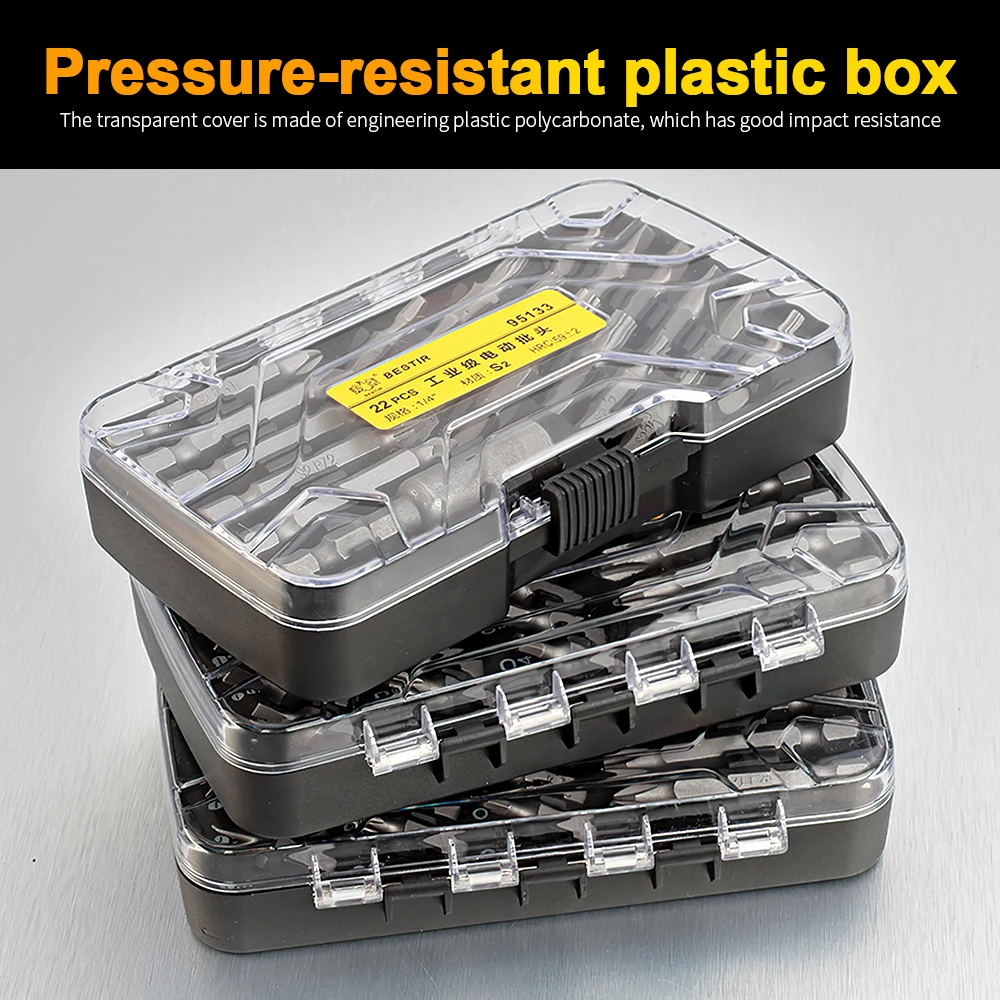 BESTIR 22pcs Screwdriver Bit Set S2 Alloy 1/4 Inch Shank Magnetic Screwdriver Tips Torx Hex Pozi Slotted Phillips For Fix Repair