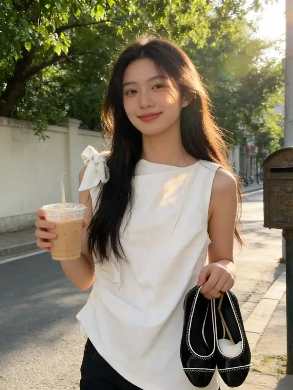 

Элегантная белая блузка без рукавов с завязками, женская летняя эксклюзивная модель, топ во французском стиле из дышащей хлопково-льняной смеси