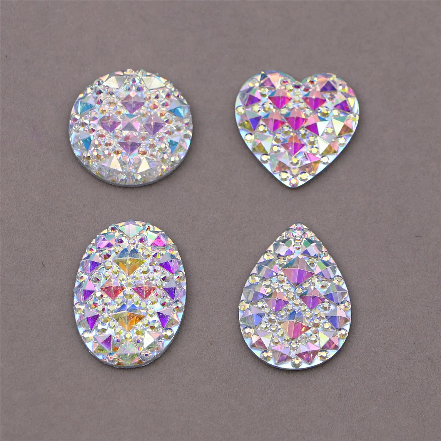 20pcs Resin Bling Round/Heart/Oval/Drop Flat Back Cabochon DIY Jewelry Craft Scrapbook Accessories
