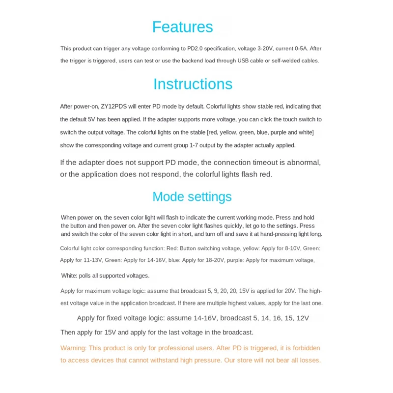 B68C 2 قطعة ZY12PDN USB-C PD2.0/3.0 إلى تيار مستمر محول وحدة امدادات الطاقة شرك شحن سريع الزناد القطب كاشف الاستقطاب تستر