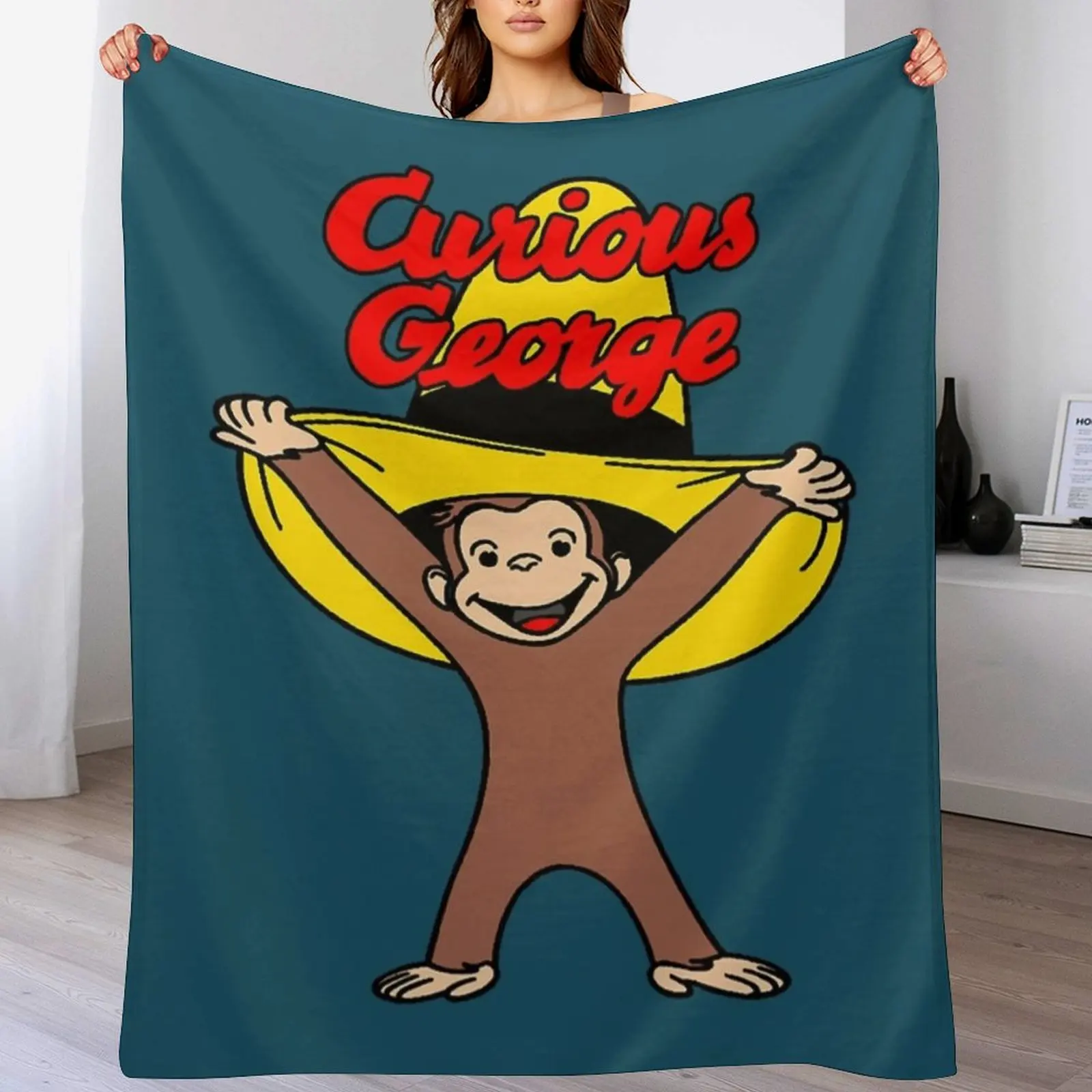 Curious George In The Yellow Hat Throw Blanket Stain Resistant Cozy Warm Blanket