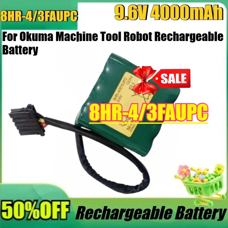 

For Okuma Machine Tool Robot Rechargeable Battery New 8HR-4/3FAUPC 9.6V 4500mAh 72mm×67mm×36mm High Quality Battery
