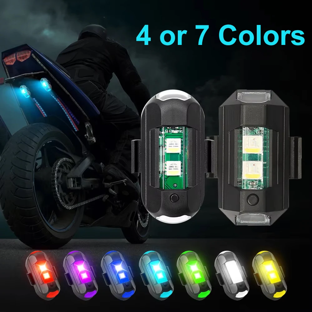 4/7 Colors Motorcycle Lights Drone Strobe Light LED Anti-Collision Bike Aircraft Night Flying Mini Flashing Warning Signal Light