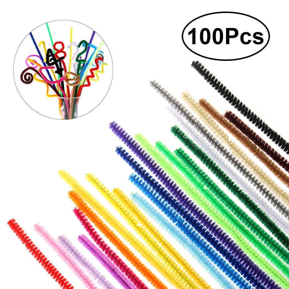 100 pcs Craft Halloween Christmas New Year Craft Ties Craft Sticks Birthday Party Crafts Art Teacher Colorful