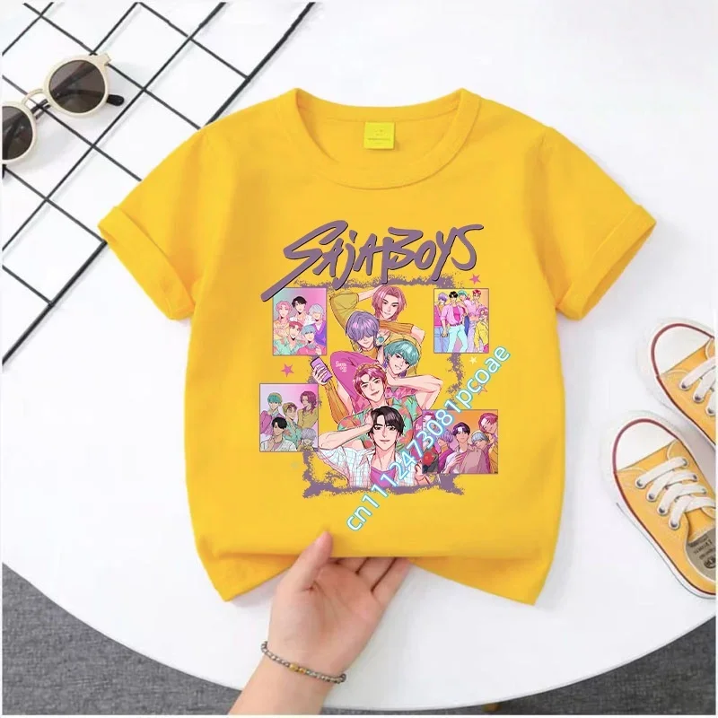 K-pop Demon Hunter Cartoon T-shirt, Summer Cotton T-shirt, Saja Children's Set, Gift, Baby and Children's Clothing for Summer