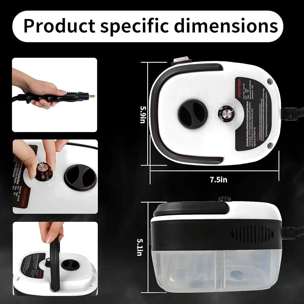 Handheld High Pressure Steam Cleaner 2500W Portable Steam Machine with 3 Brush Heads Kitchen Furniture Home Cleaning