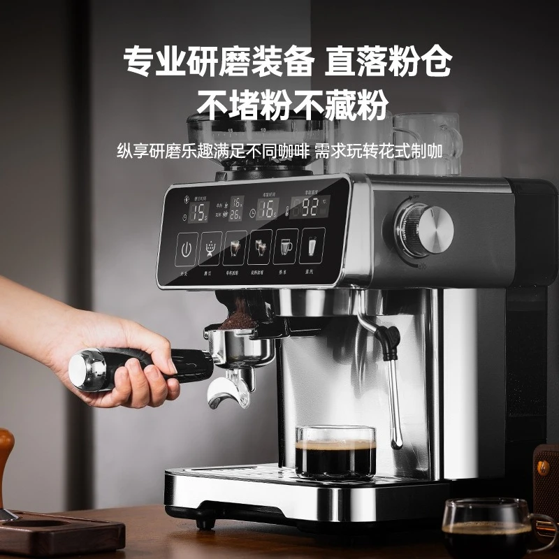 All-in-One Automatic Espresso Coffee Machine with Grinder, Steam Milk Frother & Intelligent Color Screen for Home Use