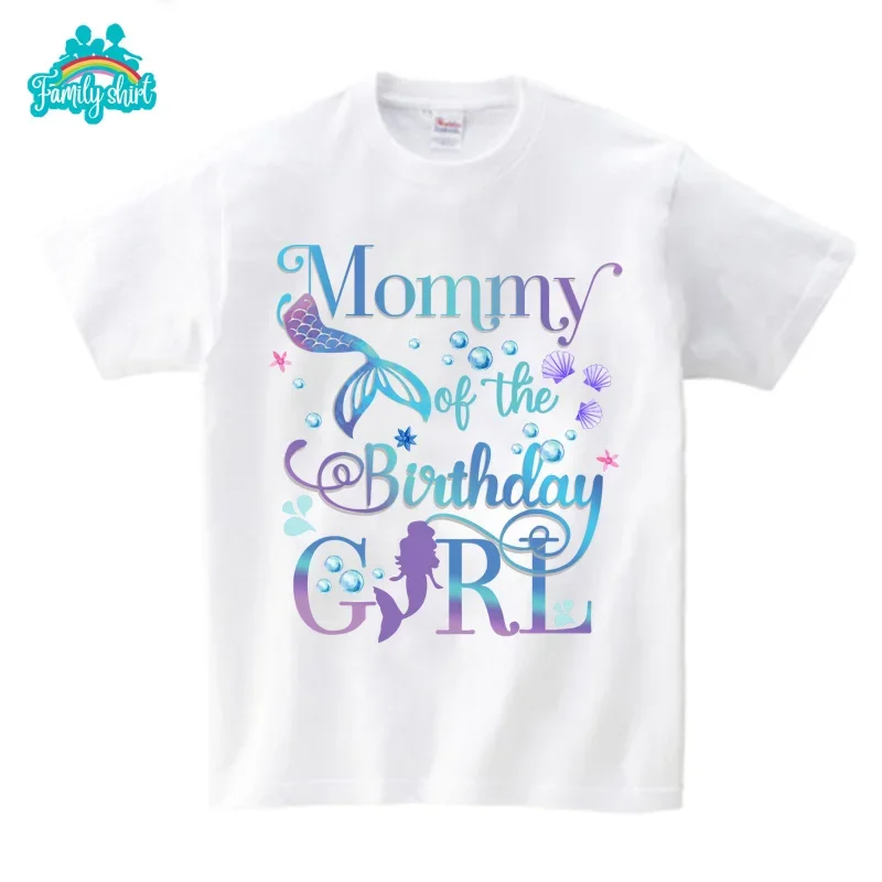 Birthday Shirt Birthday Shirt for Family Girls T Shirt Mermaid DAD BROTHER Boys Clothing Children Clothes Matching MOMMY Sister