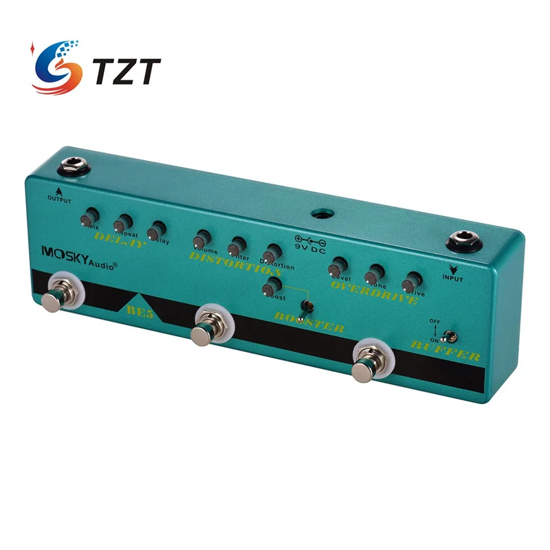 

TZT MOSKYAudio 5-IN-1 Multi-effects Pedal Buffer/Overdrive/Booster/Distortion/Delay Guitar Effects Pedal