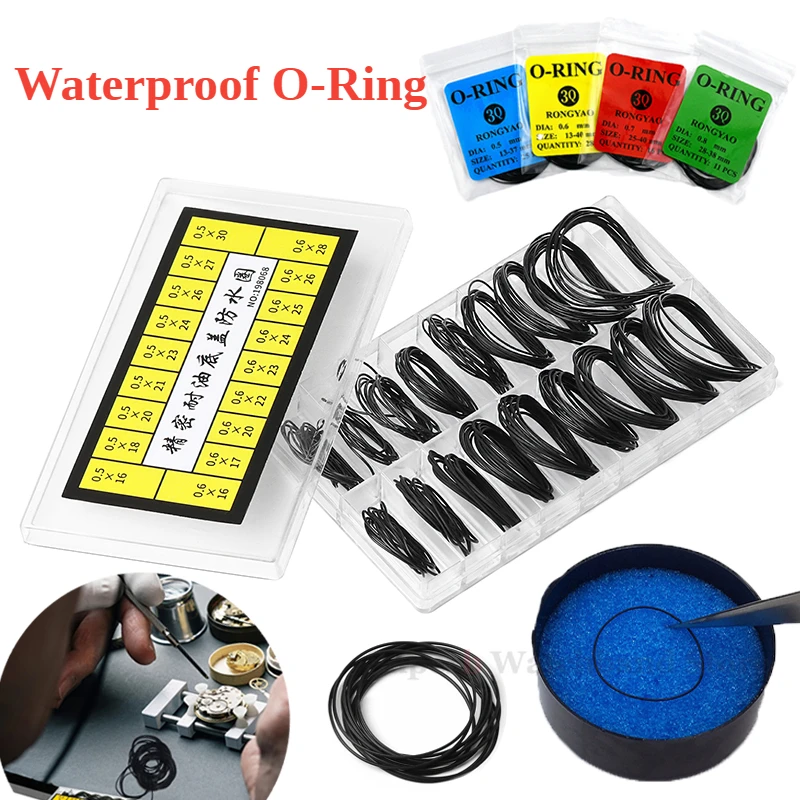 Watch Repair Tools 1box O-Ring Seal Rubber Waterproof O-Ring Gasket for Watchmaker Thickness 0.5mm/0.6mm Watch Back Case