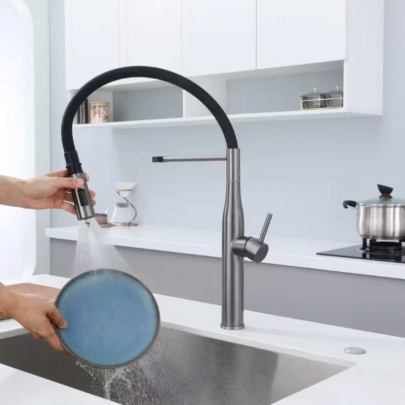 Kitchen Pull Out Faucet Universal Rotating Sink Faucet Hot And Cold Mixer Faucet Dual Use Magnetic Faucet