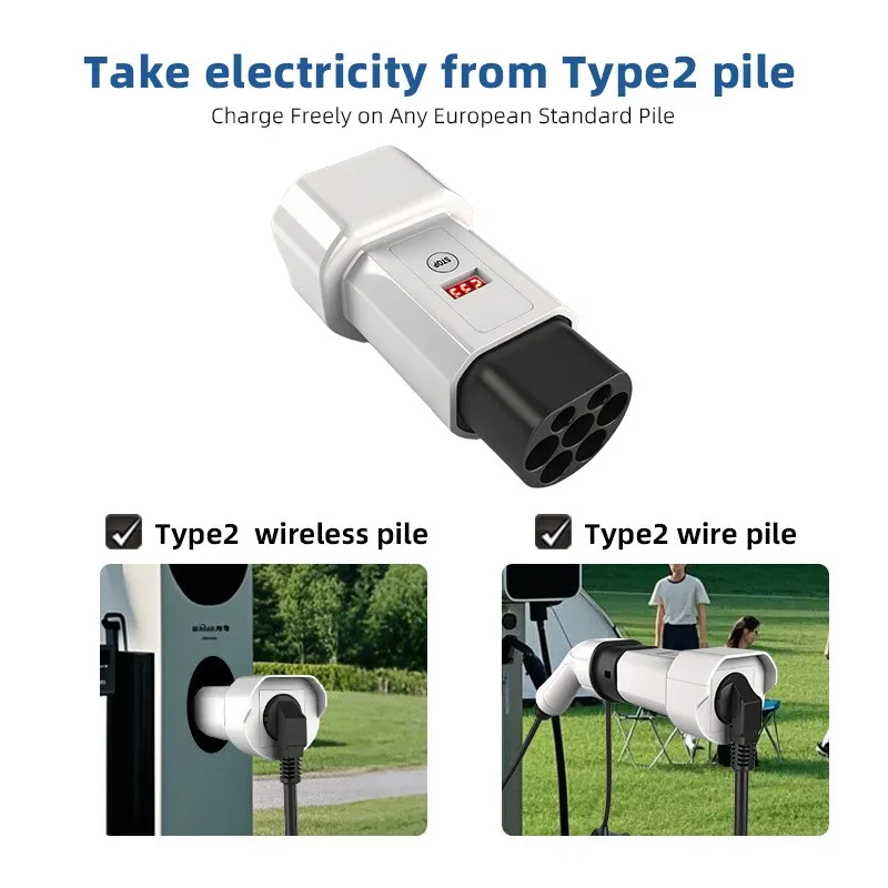 EV Charging Adapter Type 2 To Schuko Socket 16A 220V EV Connector EV Conversion Energy