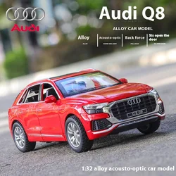 1:32 AUDI Q8 R8 RS7 RS6 E-tron W25K Alloy Car Model Simulation Metal Toy Vehicles Car Model Sound and Light Collection Toy Gift