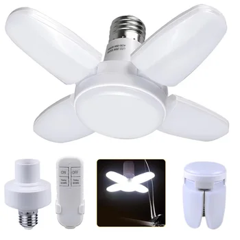 リモコン付き折りたたみ式LED電球,ファンブレード,e27,ac 85-265v,28w,家庭用シーリングライト