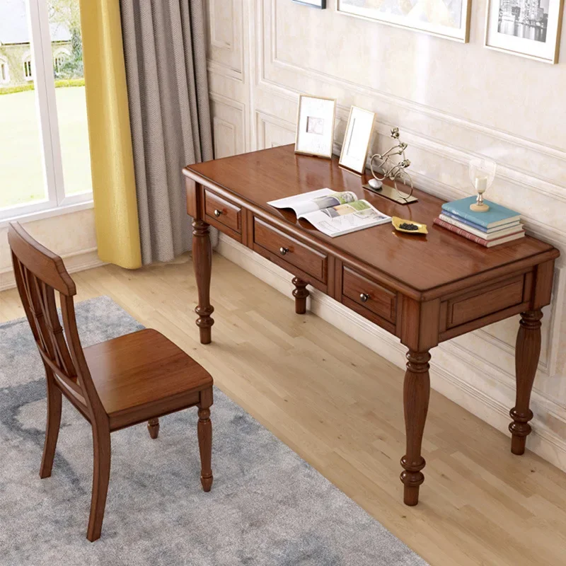American rural all-solid wood k log environmental protection furniture writing study Chinese Nordic computer desk