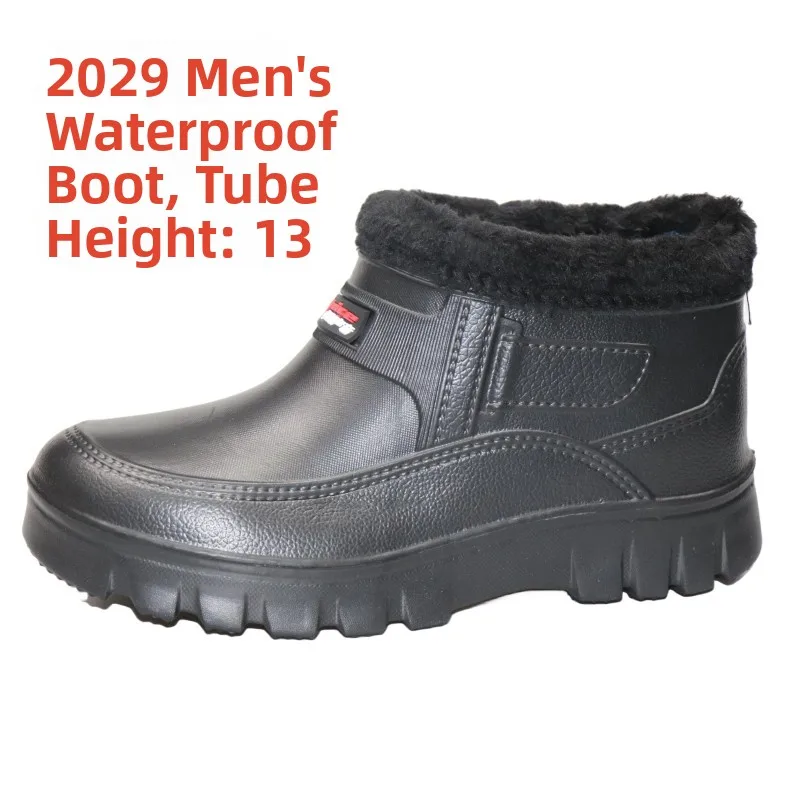 Men's Winter Snow Boots Waterproof Warm Fleece Lined Laundry Kitchen Work Shoes Anti-slip Lightweight EVA Material Casual Style