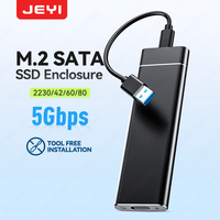 JEYI M.2 SATA SSD Enclosure USB 3.1 (5Gbps) for 2230-2280 SSDs -Auto Sleep, Aluminum Case,B+M Key Support Tool-Free Installation