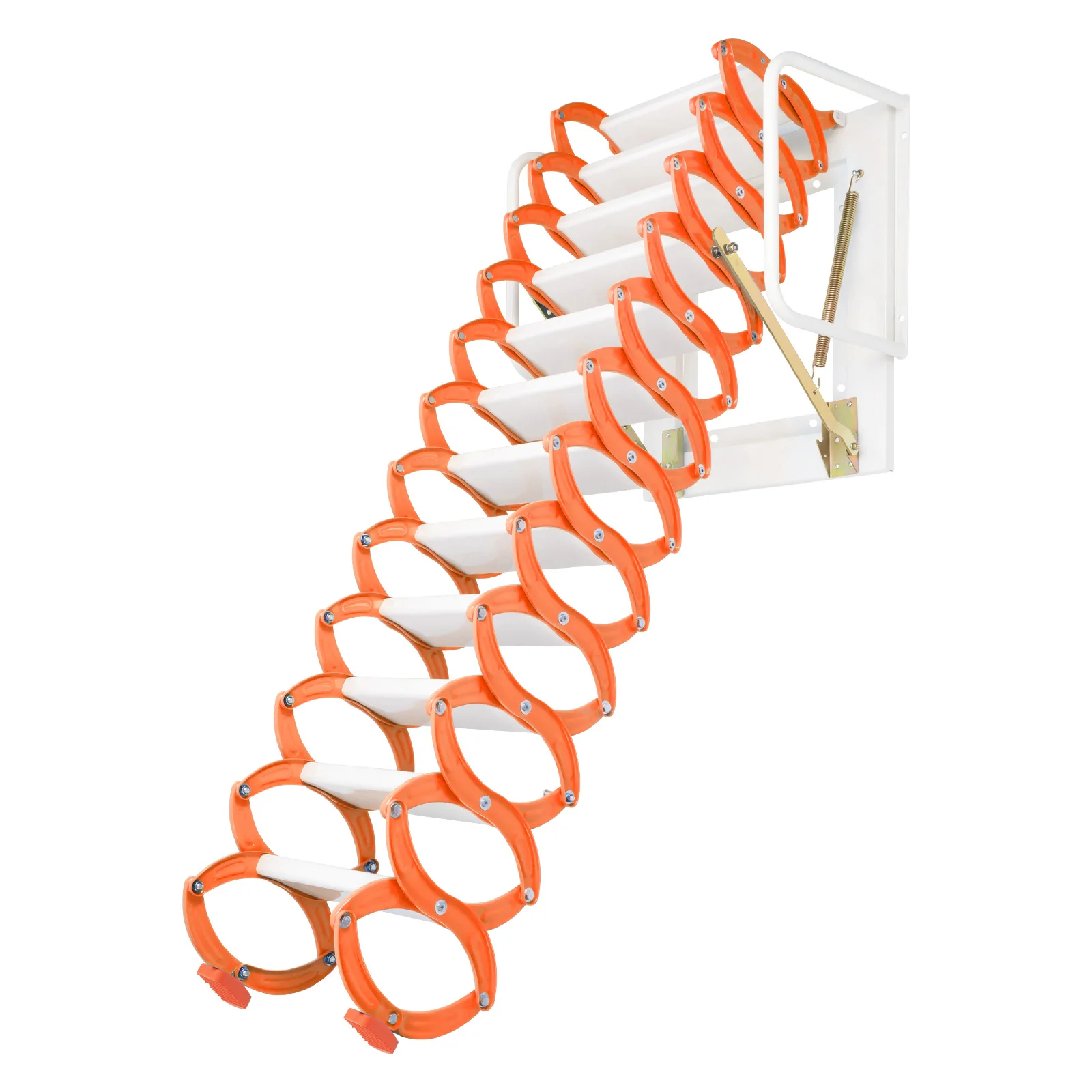 Orange Wall Mounted Attic Loft Ladder, Aluminum-Magnesium Alloy Loft Wall Folding Stairs, Attic Extension Ladder For Building Supplies,Weight Capacity 881.85lbs
