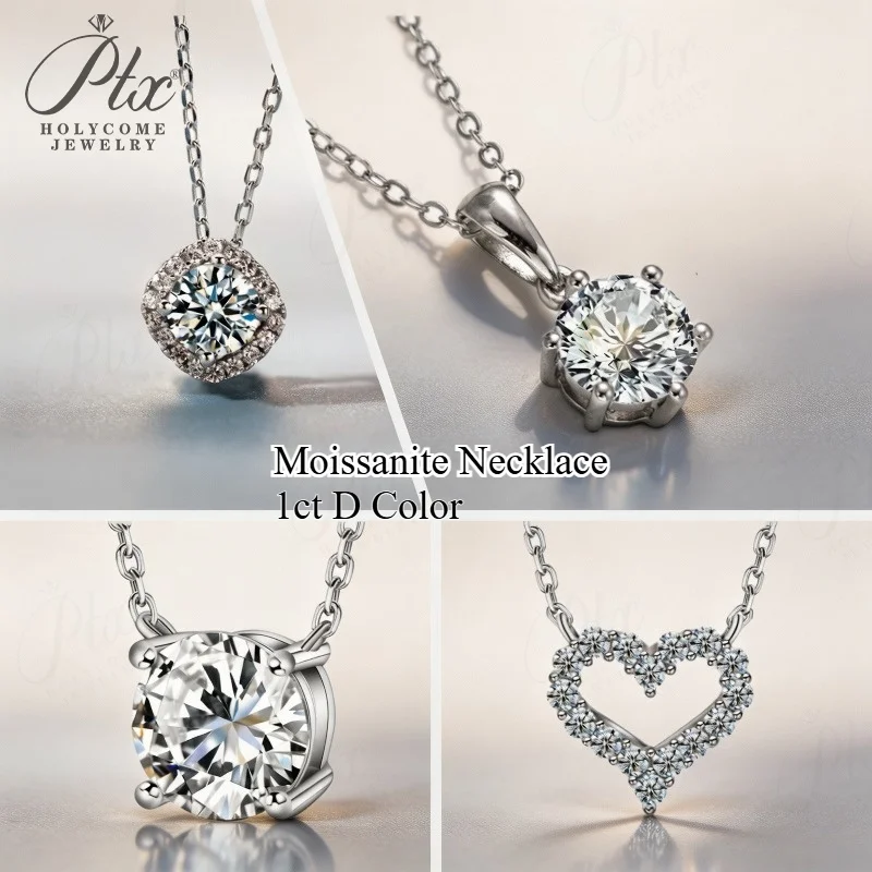 1ct Moissanite Necklace D Color VVS1 925 Sterling Silver Hypoallergenic Trend Charm Jewelry for Women Anniversary Date on Sale