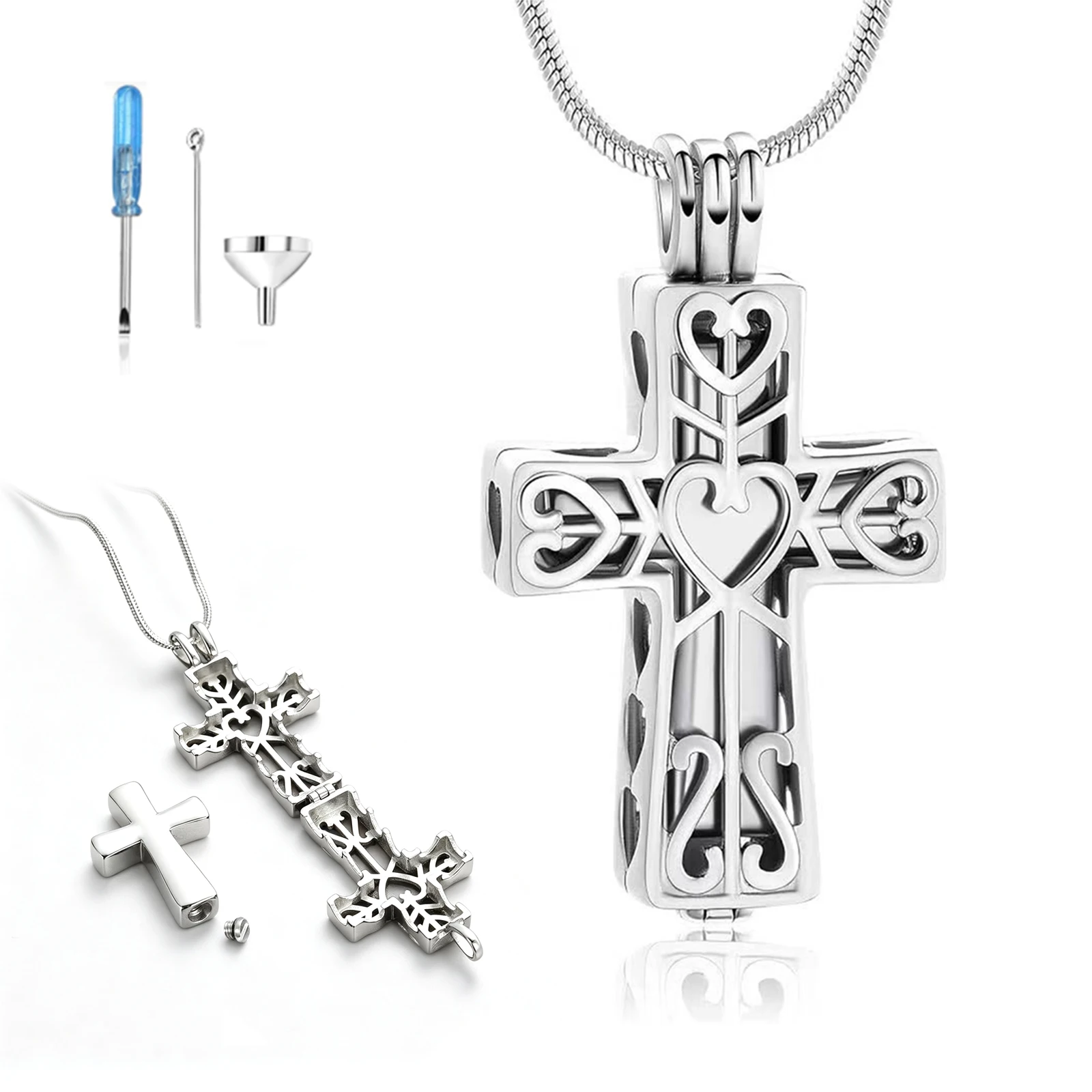 Urn Necklaces for Ashes Cross Cremation Jewelry for Ashes Memorial Ash Pendant with Hollow Keepsake Jewelry Gifts
