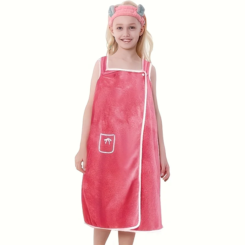 رداء حمام ناعم وماص للشباب - منشفة حمام مريحة يمكن ارتداؤها مع جيب للأولاد والبنات، ديسي حديثة ذات طابع مساحة