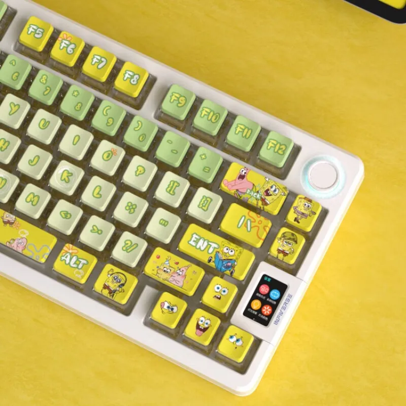 Imagem -05 - Conjunto de Teclas Pbt para Teclado 61 65 68 75 82 87 98 104 108 Layout Adorável Verde e Amarelo Perfil Oem Teclado Personalizado