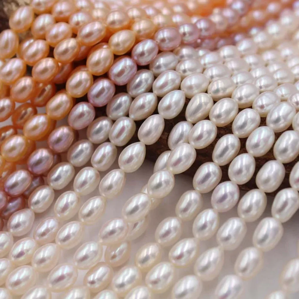 Natural Freshwater Pearl Loose Beads AAAAA High Light Flawless 2-9 Mm Rice Shaped for Jewelry Making DIY Necklace Accessories