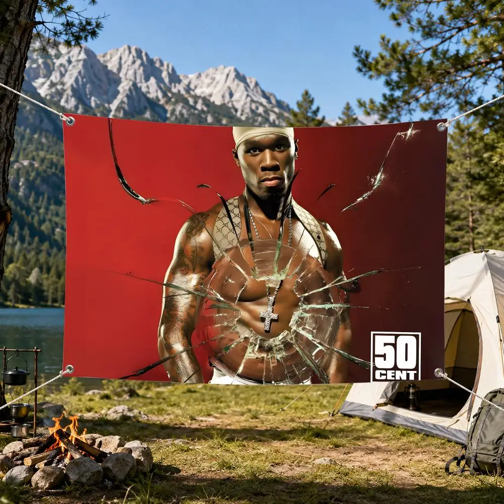 Rapper Man 50-cent Flags Aesthetic Wall Tapestry Printed Wall Hanging Living Room Party Outdoor Decor