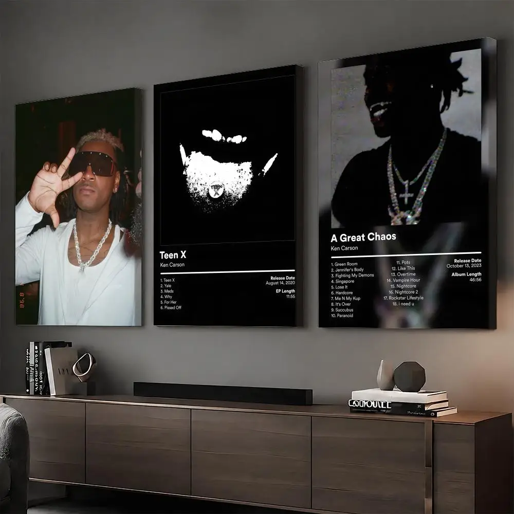 Ken C-Carson Singer Rapper Painting Calligraphy HD Modern Style Inner Frame Canvas Bedroom Room Hallway Wall Art Decor