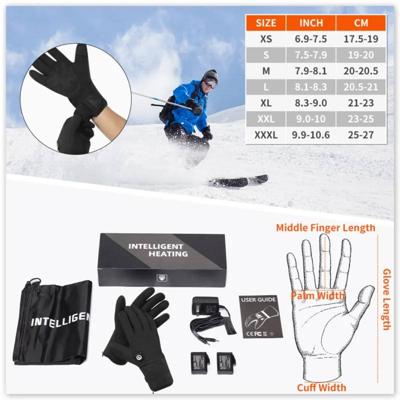 Winter Heating Gloves with Hot Wire Insulation Gloves Rechargeable Batteries for Men and Women Skiing Electric Gloves