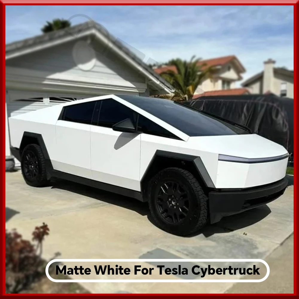 

DIY Color Matte White For Tesla Cybertruck 2024-2026 PVC Paint Protection Film Color Changing Film Pre-cut PPF Anti-Scratch Bra
