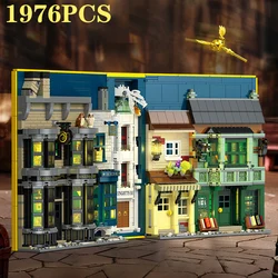 1976PCS Diagon Alley Book Building Blocks Classic Movie Scene Magic Bookstore Model Bricks Desktop Decoration Kids DIY Toys Gift