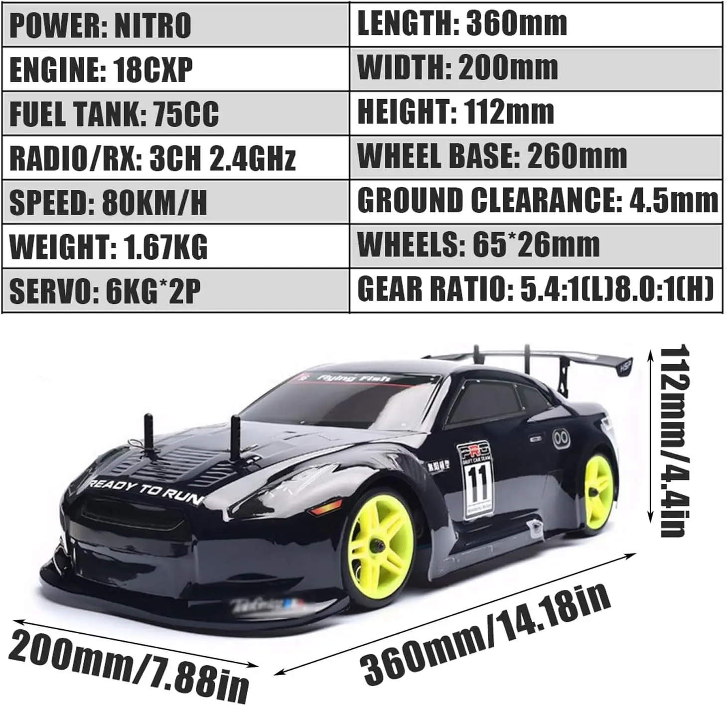 Adult Professional 1/10 Scale RC Car Truck Nitro Gas Powered Fast Drift 2-Speed 4WD Remote Control Nitrogen Drive Toy